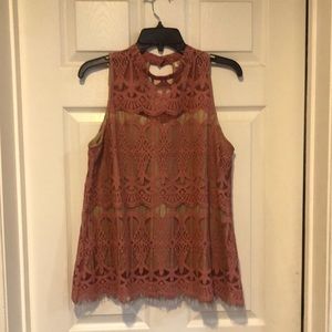 Dusty rose lacy shirt with a nude lining ! Never been worn !